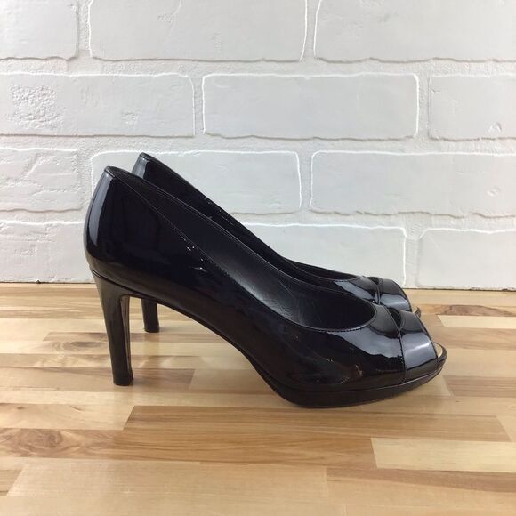 STUART Weitzman designer black heeled pumps patent black leather - Picture 2 of 13